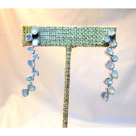 Genuine Old Mine Cut Diamond Sterling Silver Tennis Earrings 1.35 CT 7.9gr - Picture 5 of 7